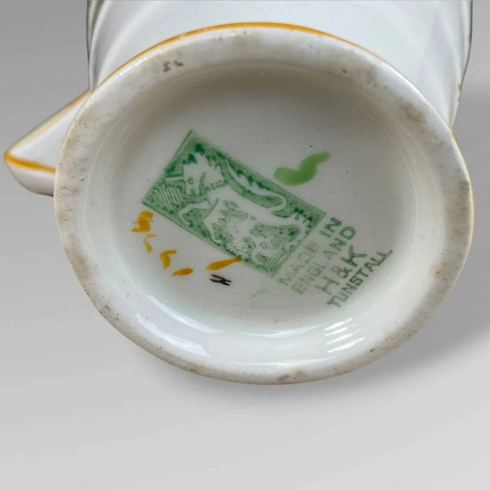 H&K Tunstall Floral Creamer Art Deco Made in England 1930s